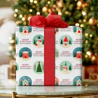 Personalized Cute Watercolor Christmas Landscape Wrapping Paper