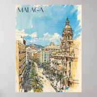 Malaga Spain Travel Poster