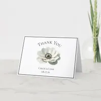 Elegant Anenome Flower Wedding Black & White Thank You Card