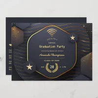 Geometric Black and Gold Virtual Graduation Party Invitation