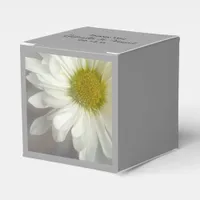 Soft White Daisy on Gray Wedding Favor Boxes