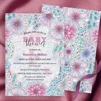 Enchanting Bohemian Meadow Flowers Baby Shower Invitation