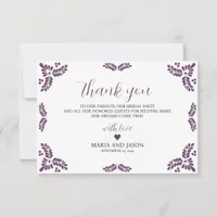 Mexican Talavera Purple Floral Minimalist Wedding Thank You Card