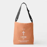 Orange Dot Pattern Bible Chapter Verse Christian Crossbody Bag