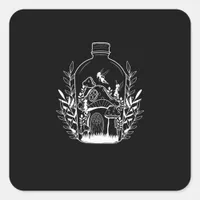 Cottagecore Aesthetic Bottle Mushroom House Fairy  Square Sticker