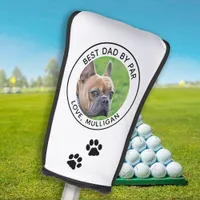 Custom Dog Photo Best Dad By Par Black White Golf Head Cover