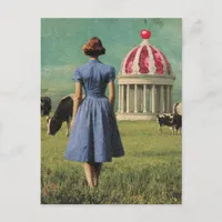 Surreal Sweet Building in the Dairy Pasture Postcard