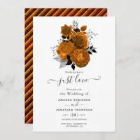 Black and Orange Floral Gothic Wedding Invitation