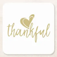 thankful heart thanksgiving square paper coaster