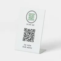 QR Code Menu | Logo  white Contactless Modern Pedestal Sign