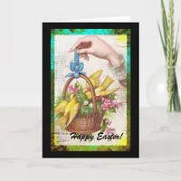 Yellow Birds in a Basket, Easter Holiday Card