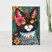 Happy Birthday | Cat Coloring page Inside Card