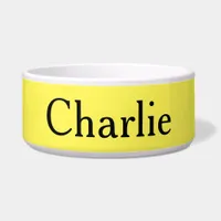 Custom Personalized Name Photo Art LT Yellow Pet Bowl