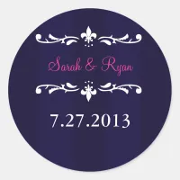 navy blue fleur de lis envelope sticker