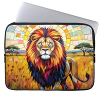 Vibrant Colorful Lion Mosaic   Laptop Sleeve