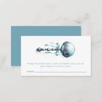 Blue Baby Rattle Boy Diaper Raffle Ticket Card