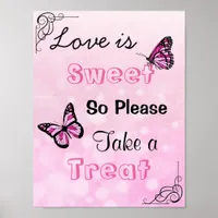 Wedding Sign for Candy Buffet, Pink & Butterflies