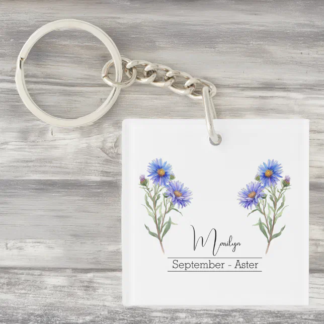 Birth Month Flower September Aster Keychain