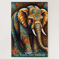 Mystic Boho Elephant Mandala Jigsaw Puzzle