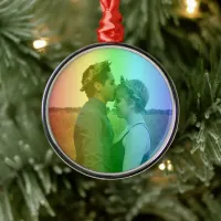 Rainbow Photo Christmas LGBTQ Metal Ornament