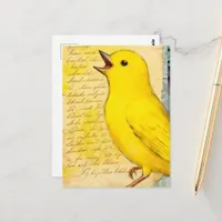 Yellow Bird Mixed Media Postcard