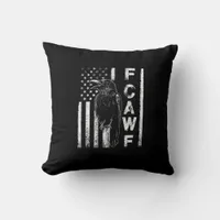 Funny F Caw F Crow With USA Flag Throw Pillow