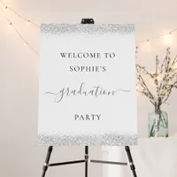 Silver Glitter Welcome Graduation Party Foam Board
