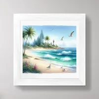 Fall Coastal Beach Art for Small Spaces Framed Art