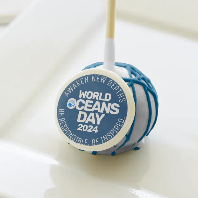 World Oceans Day Blue Stylized Earth Waves Cake Pops