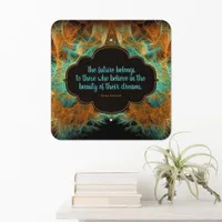 Believe in Dreams Inspirational Quote Teal Orange Metal Sign