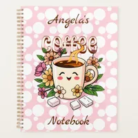 Cute Retro Kawaii Coffee and Flowers Personalized Planner
