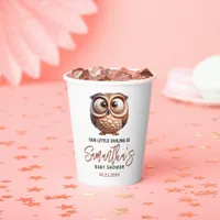 Cute Caricature Owl Baby Boy Shower Paper Cups