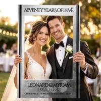 Elegant 70th Platinum Wedding Anniversary Selfie Frame