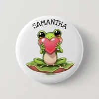 Chibi Toad in Pink and Green Personalized Button