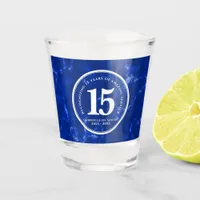 Elegant Blue Marble 15 Years Work Anniversary Shot Glass