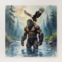 Bigfoot with an Eagle on his Shoulder  Jigsaw Puzzle