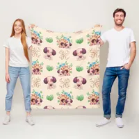 Adorable Dog Pattern  Fleece Blanket