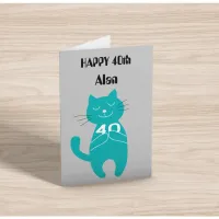 40th birthday cat 40 years simple name card cats