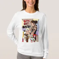 Retro Pop Art Tattoo Lady Baking in Kitchen   T-Shirt