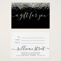 Black Holographic Glitter Script Gift Certificate