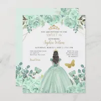 Budget Mint Gold Princess Sweet 16 Invitation