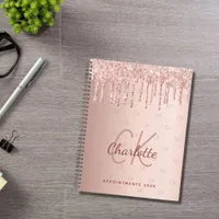 Rose gold drips monogram script 2025 planner