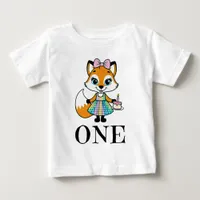 Fox One Today 1st Birthday Gingham Dress White Baby T-Shirt