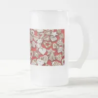 Christmas Gingerbread Cookies Frosted Glass Beer Mug