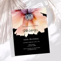 Black peach watercolored floral budget birthday
