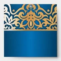 Ornate Vintage Baroque Gold And Blue Jeweled  Envelope