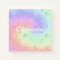 Silver Unicorn Pastel Ombre Monogram Sketchbook Notebook