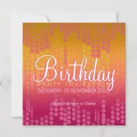 Funky Orange Pink Party Birthday Invitation