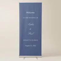 Elegant Navy Blue Wedding Welcome Retractable Banner