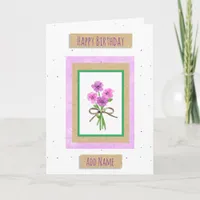 Happy Birthday Personalized Watercolor Flowers Card